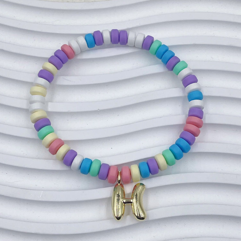 Bubble Balloon Letter Bracelet Best Friend Friendship Gift Sweet Bracelet Colorful Soft Clay Abacus Bead Bracelet