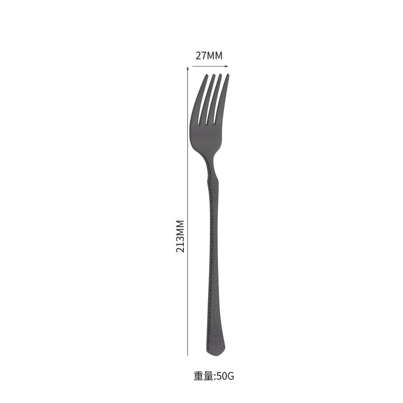 410Stainless Steel Tableware Hotel Restaurant Hammered Knife Fork Spoon24Set of High-End Western Cuisine Embossed Steak Knives and Forks