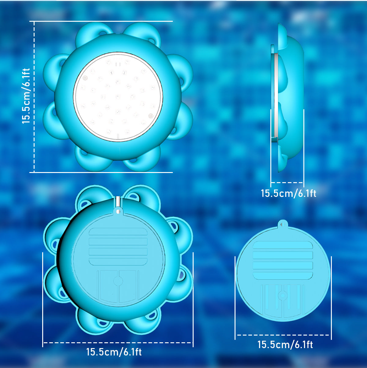Bluetooth Pool Light IP68Waterproof Underwater Light LED Atmosphere Light Underwater Light Outdoor Hanging Pool Light