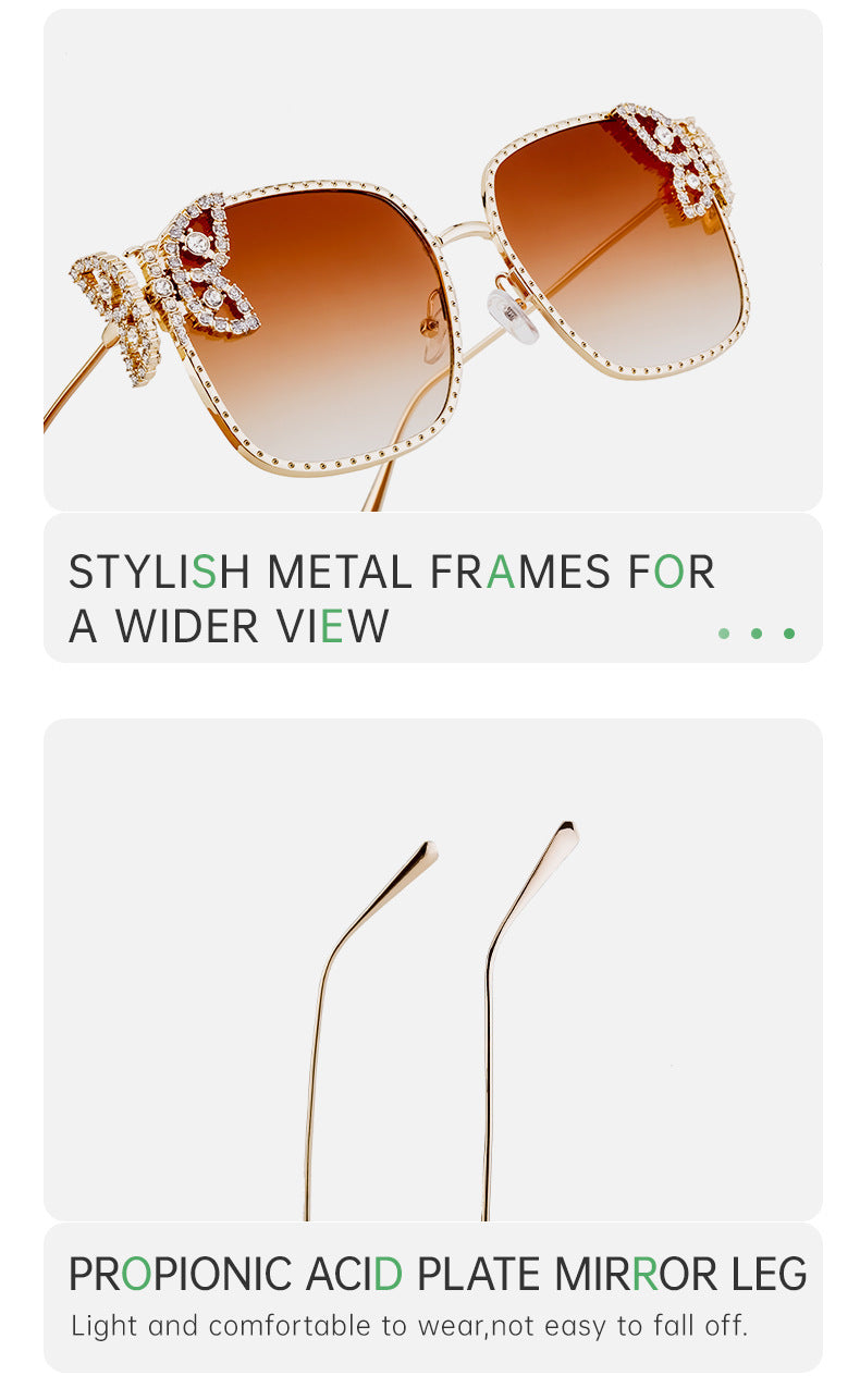 European and American Fashion Personality Butterfly Diamond Sunglasses for Women Metal Frame Sunglasses Women's Sun Protection Glasses shades