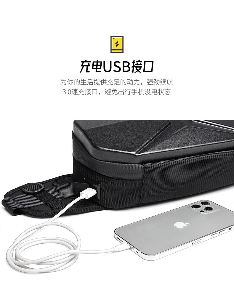 OZUKO Functional Waist Bag for Men PC Hard Shell Chest Bag Waterproof Trendy Sports Crossbody Multifunctional Waist Bag Wholesale
