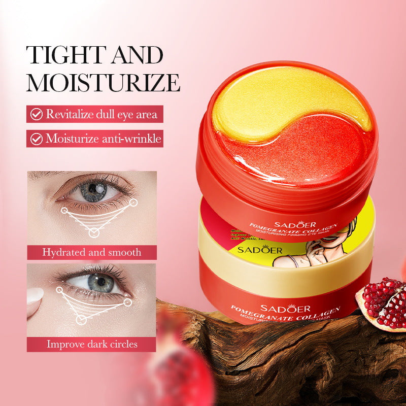 Pomegranate Collagen Moisturizing Eye Mask SADOER Firming and Moisturizing Eye Mask Patch Cross-Border Wholesale