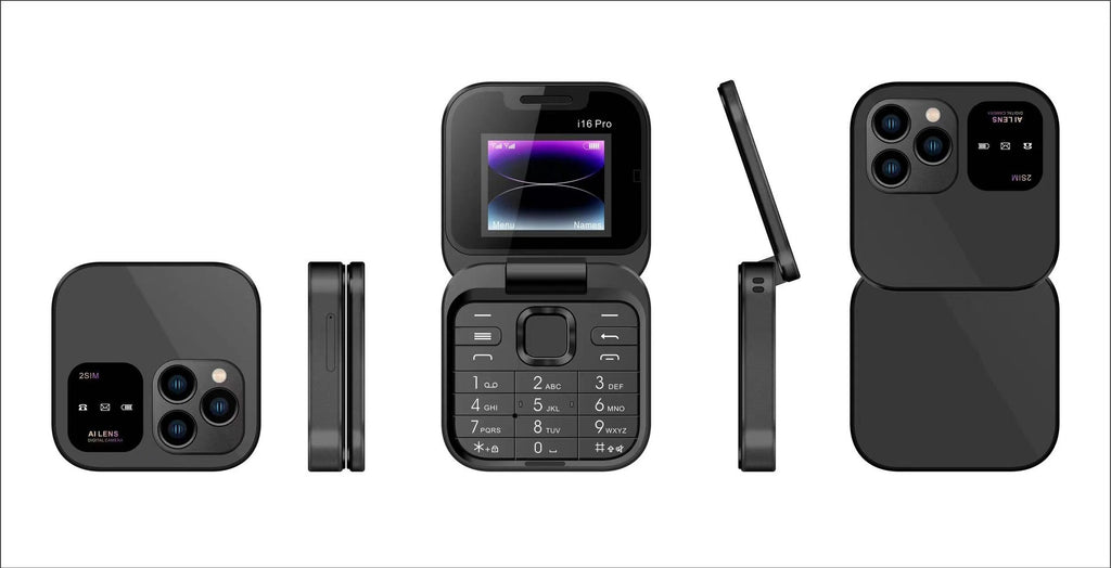 New i16pro Flip mini Mobile Phone F15Button Elderly Phone Dual SIM2G Multi-Language