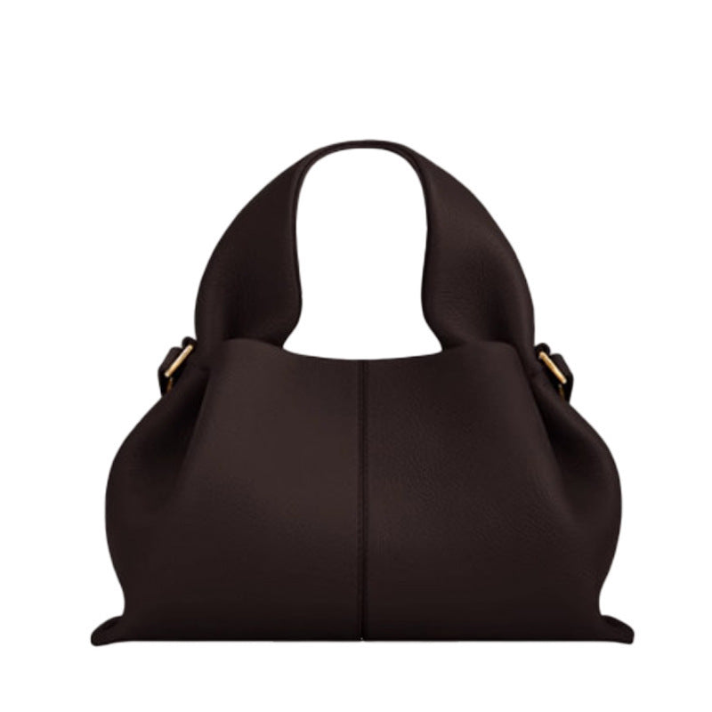 pole Cloud Handbag Genuine Leather Light Luxury French Niche Versatile Dumpling Bag European and American Retro High-Quality Texture Crossbody Bag