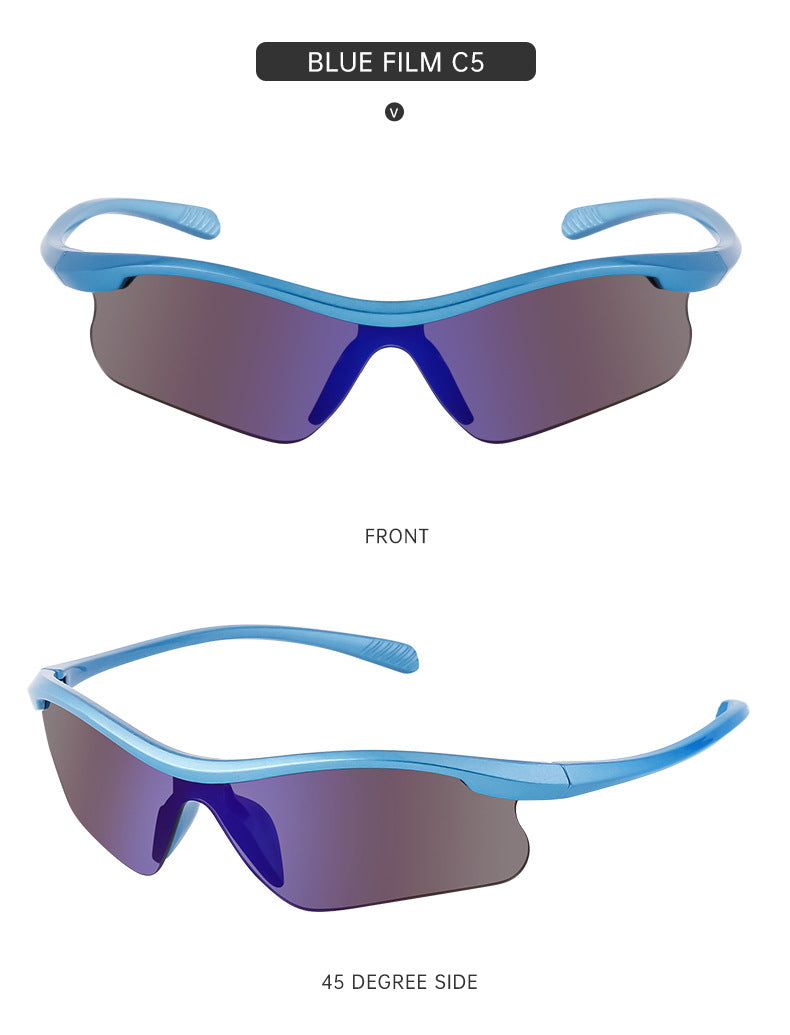 European and American Style Half-Frame Cycling Sunglasses Windproof Sunglasses for Women Personalized Outdoor Sports Running Glasses Eye Protection for Men