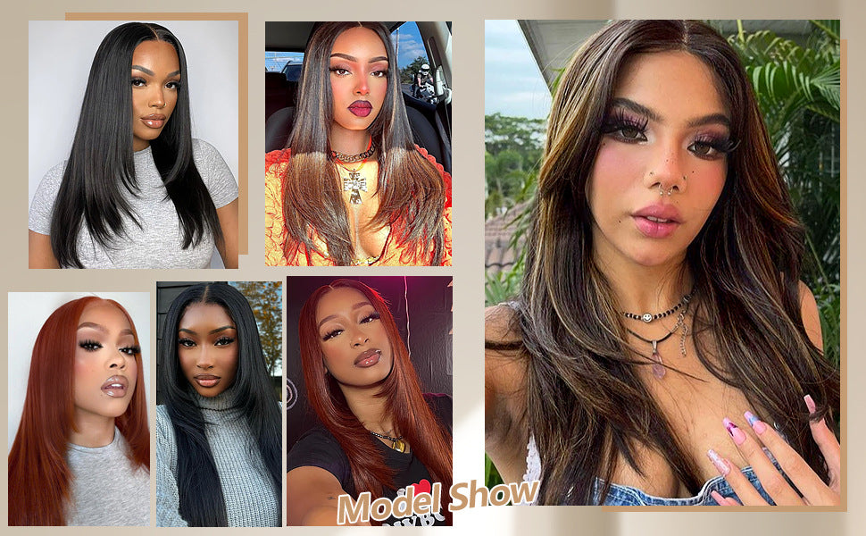 Factory Direct Cross-Border Wigs High Light Straight Layers Lace  Front Wig