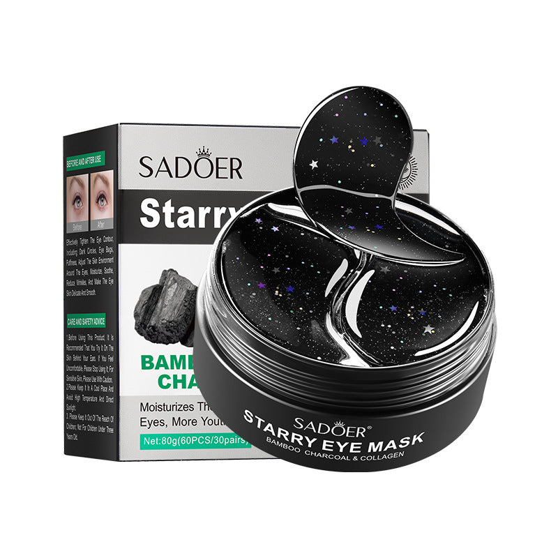 Boquan Ya Peach Eye Mask Box Set Starry Sky Bamboo Charcoal Rose Moisturizing Improves Dark Circles Export Manufacturer Wholesale
