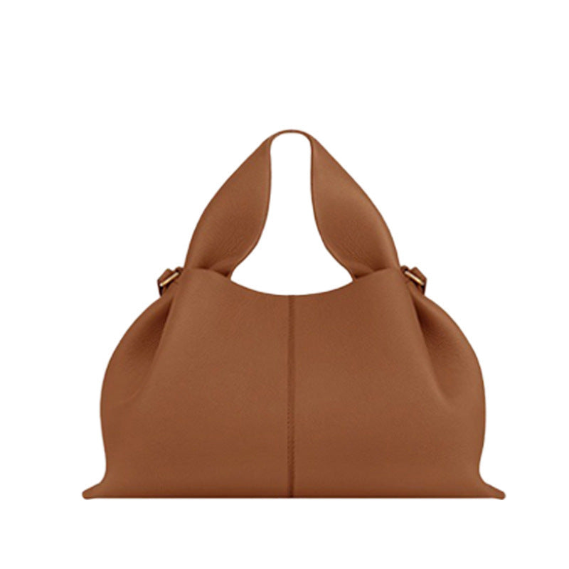 pole Cloud Handbag Genuine Leather Light Luxury French Niche Versatile Dumpling Bag European and American Retro High-Quality Texture Crossbody Bag
