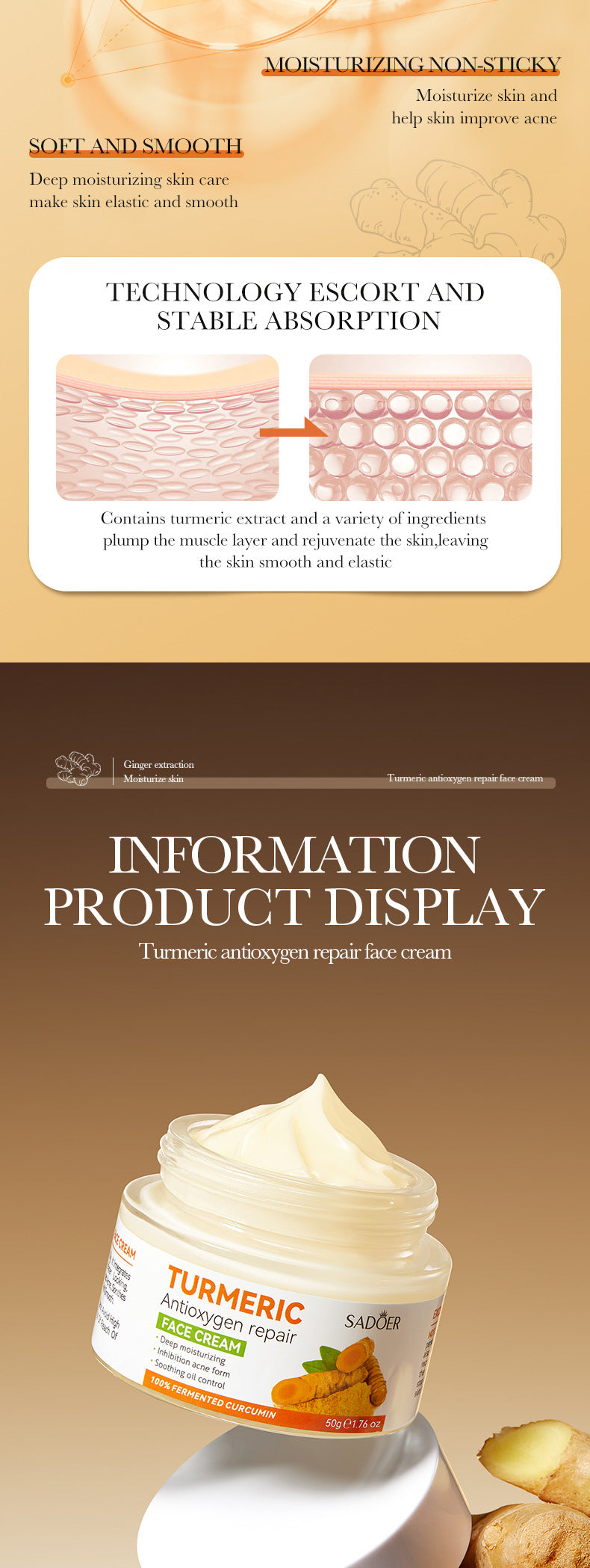 Turmeric Skincare Set SADOER Cleansing, moisturizing, hydrating five-piece set for  foreign trade wholesale