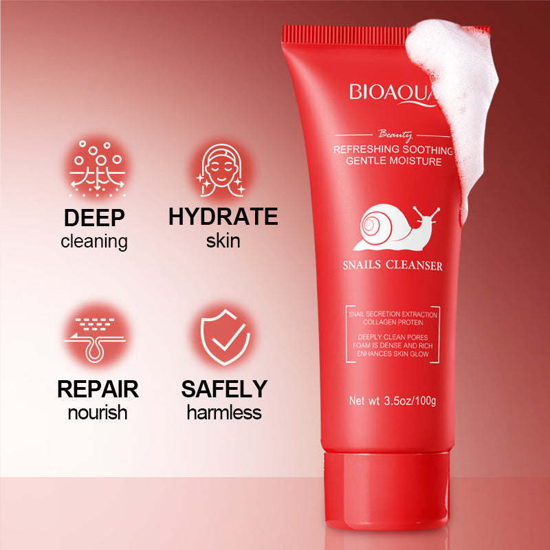 Snail Purifying Facial Cleanser BIOAOUA Moisturizing and cleansing facial cleanser cross-border foreign trade wholesale