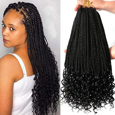 Cross-border European and American Wig Straight Top Loose Tail Three-strand Braid Crochet Hair GoddessBoxBraidshair Fluffy