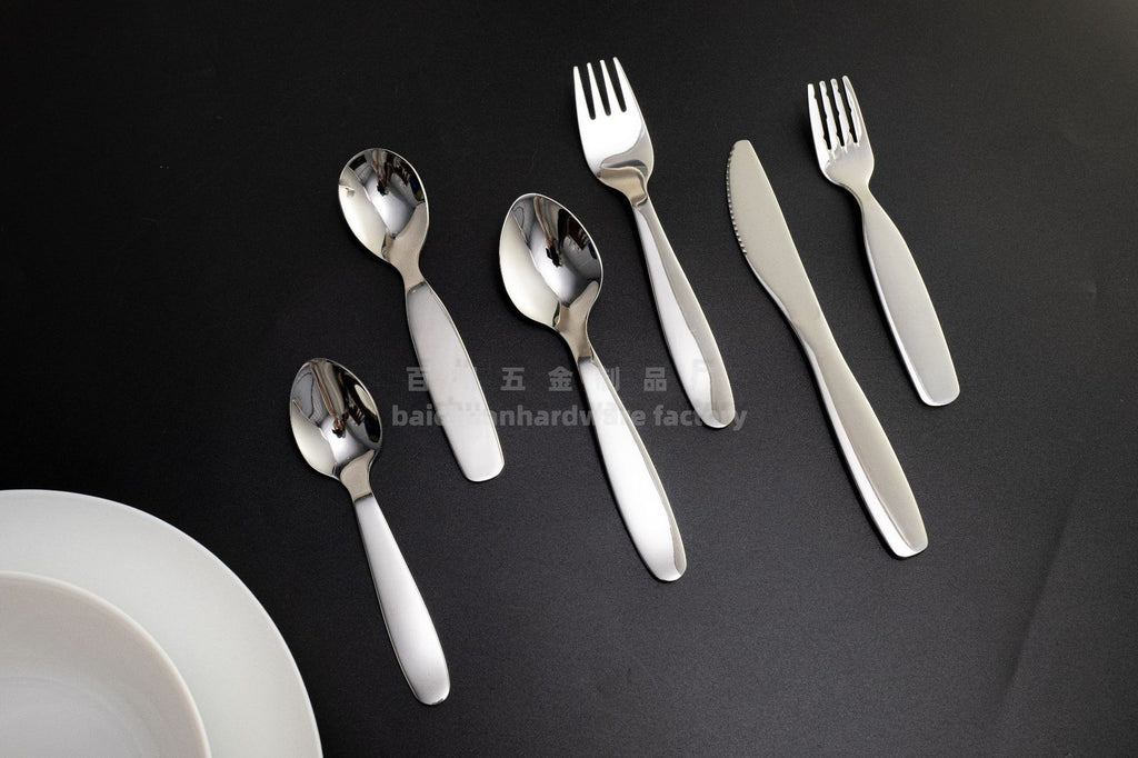 304Stainless Steel Knife Fork Spoon Children's Rice Spoon Household Baby Baby Food Spoon Fruit Fork Portable Tableware Set