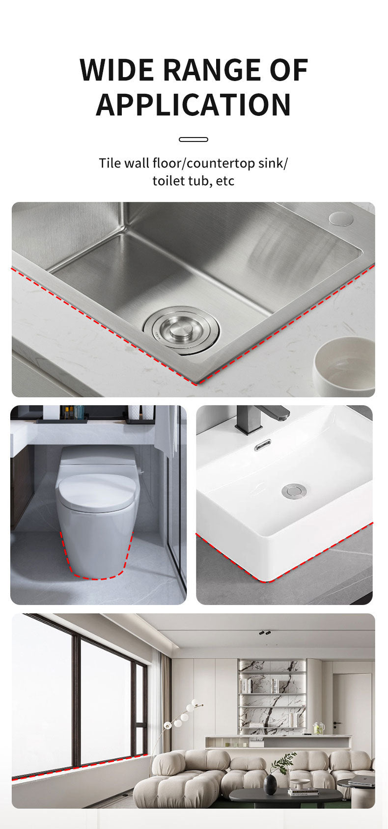 Tile Grout Water-Based Tile Floor Tile Grout Waterproof Mildew-Proof Sink Toilet Hand-Squeeze Grout