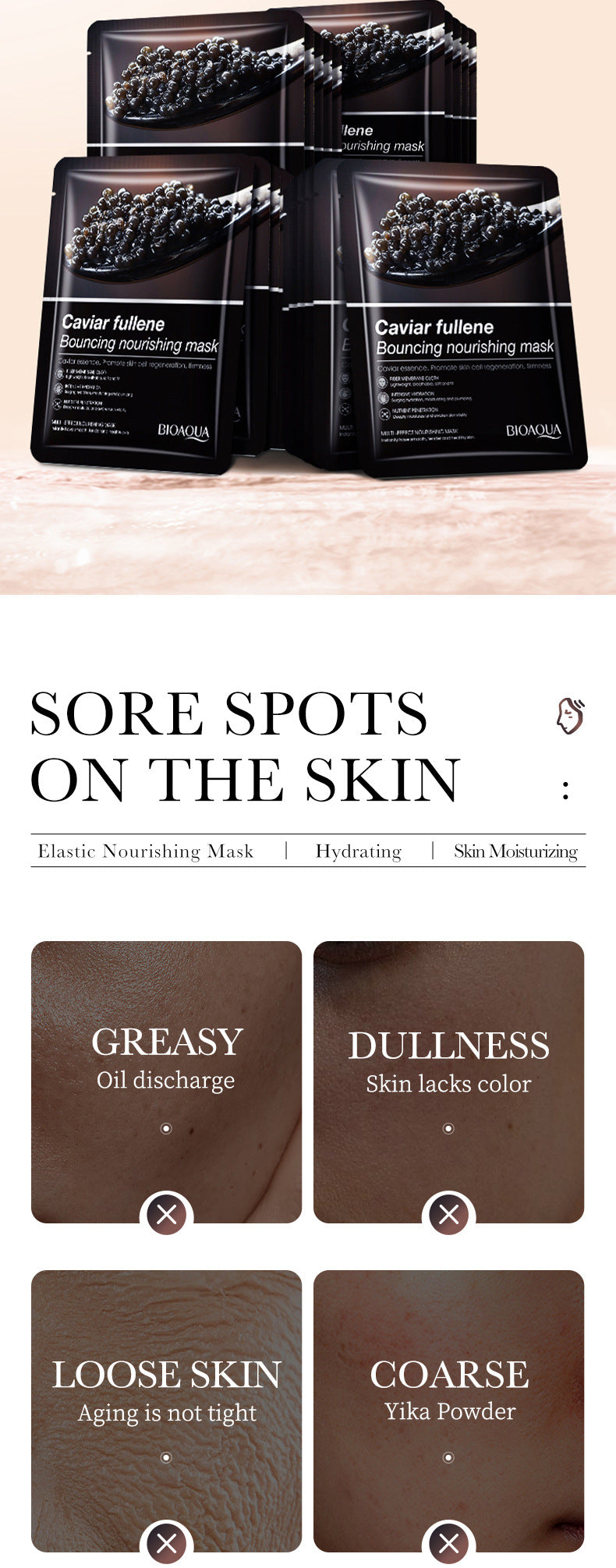 Mask BIOAOUA White Truffle Moisturizing Caviar Nourishing Resurrection Grass Hydrating  Wholesale