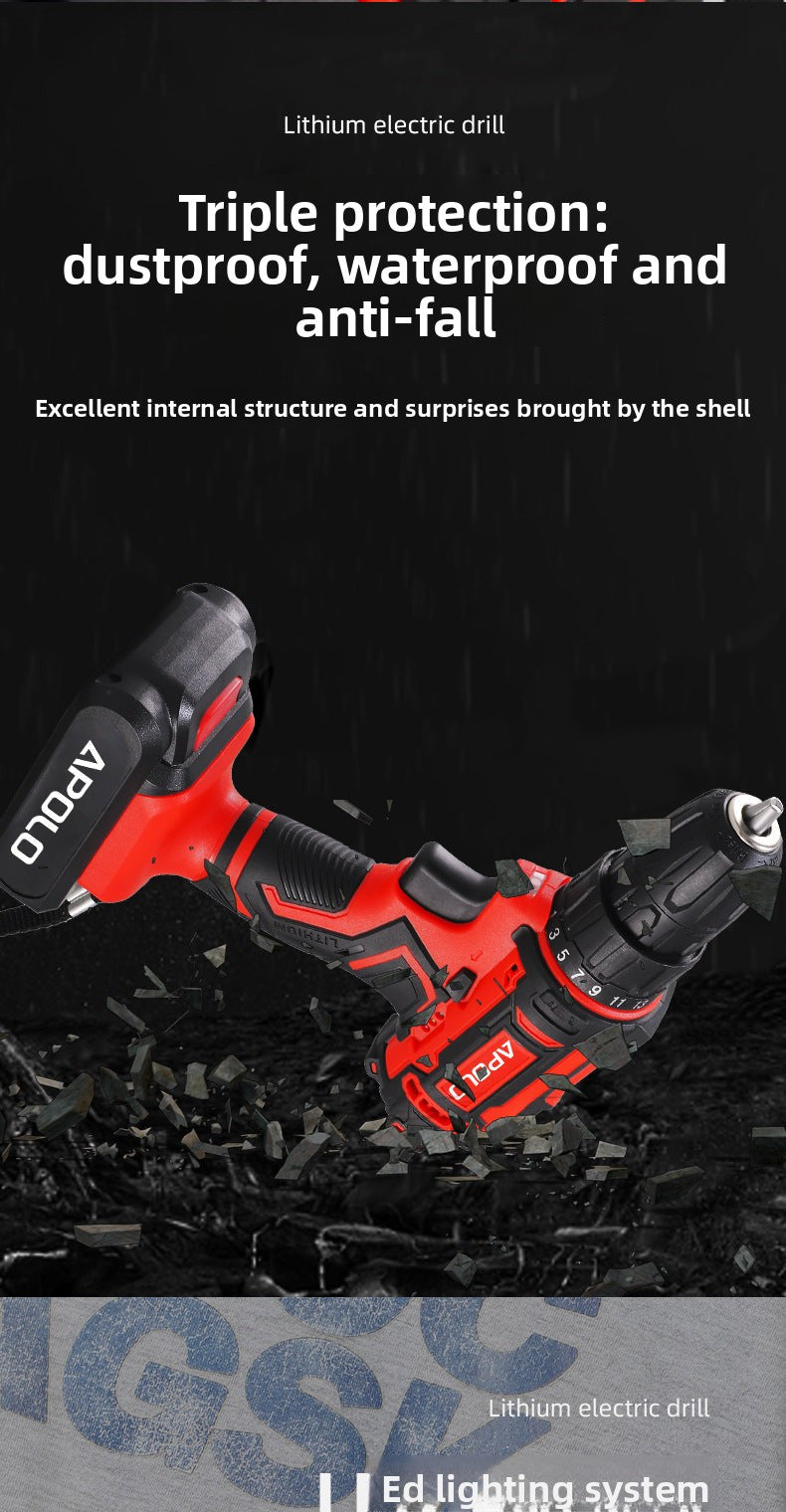 Lithium Battery Rechargeable Household Pistol Impact Drill Multi-Function Electric Screwdriver Tool Set Electric Drill