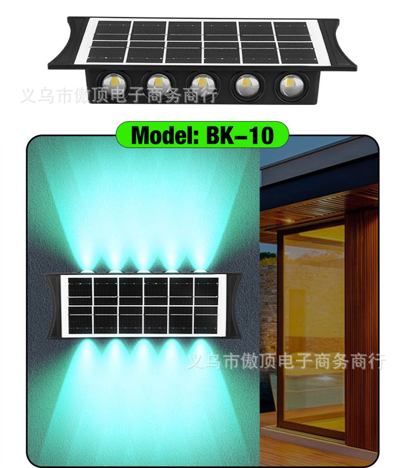 Solar wall light outdoor wall washer light with up and down illumination RGB Courtyard Decoration Waterproof Landscape Light LED Spotlight
