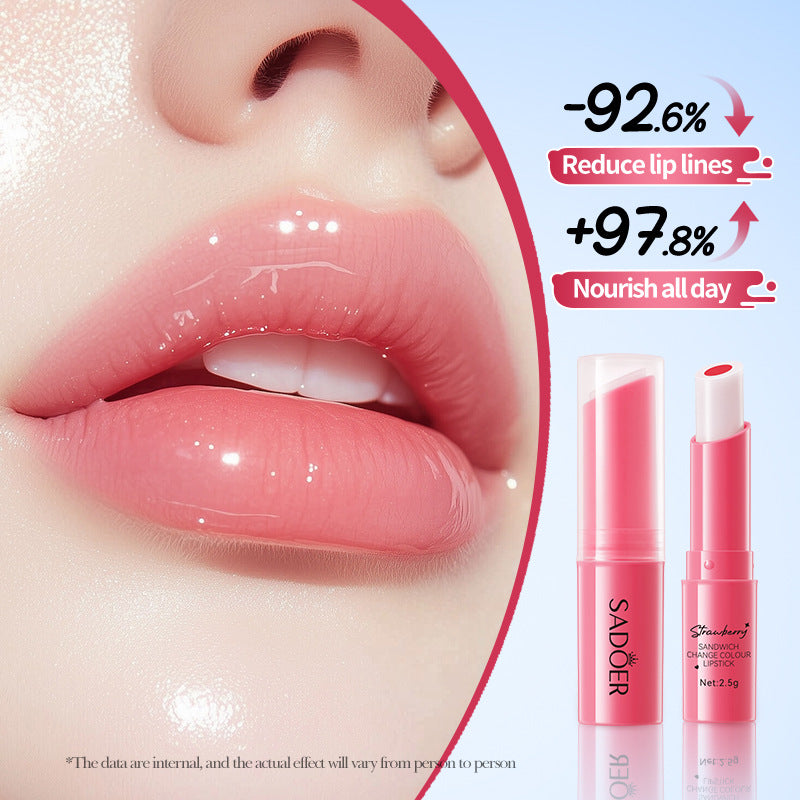 Fruit Filled Temperature Changing Lip Balm SADOER Hydrating Moisturizing Temperature Changing Lip Balm for Foreign Trade