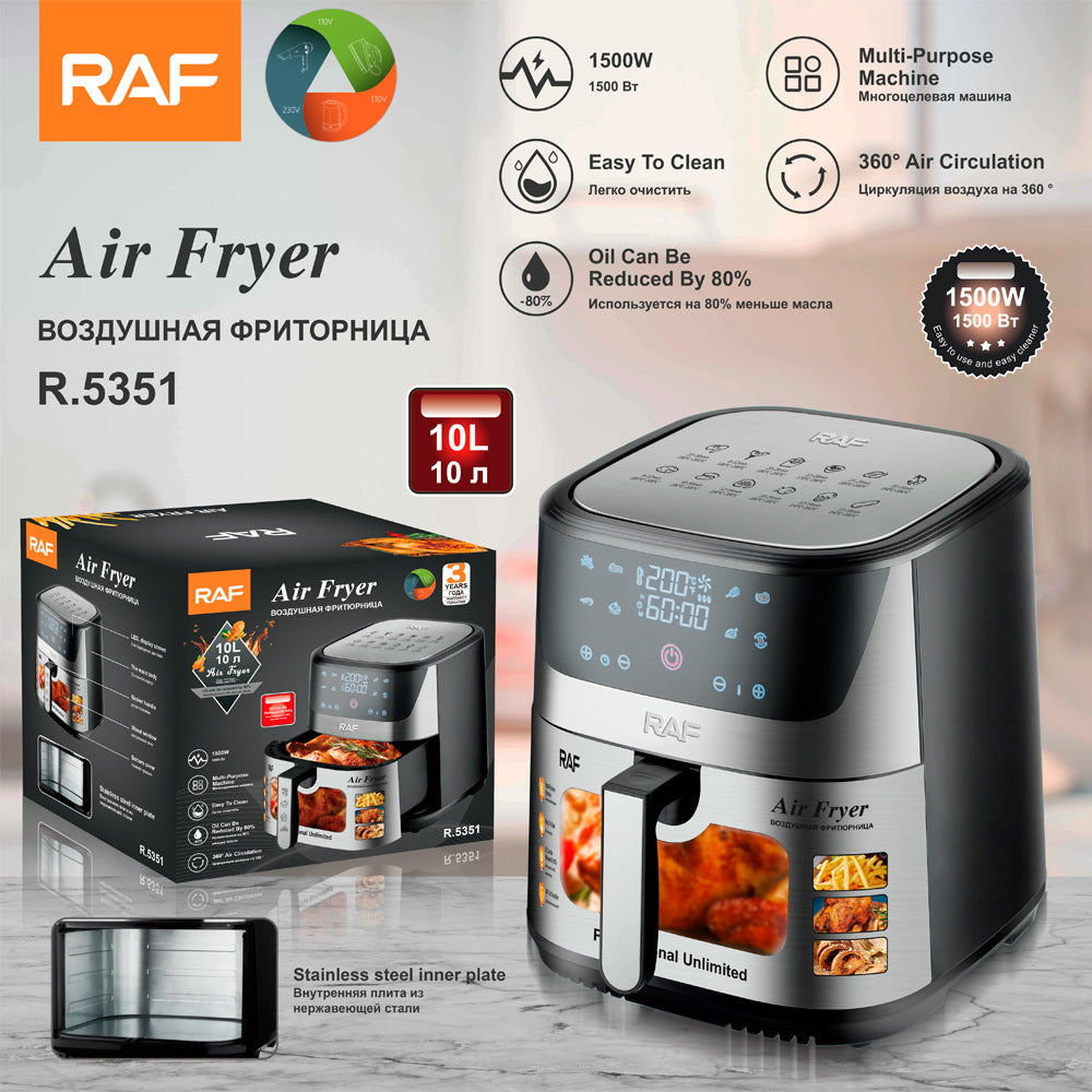 RAF European Standard Large Capacity Air Fryer8L Multifunctional Household Electric Deep Fryer with Visual Intelligent Touchscreen and Oil-Free