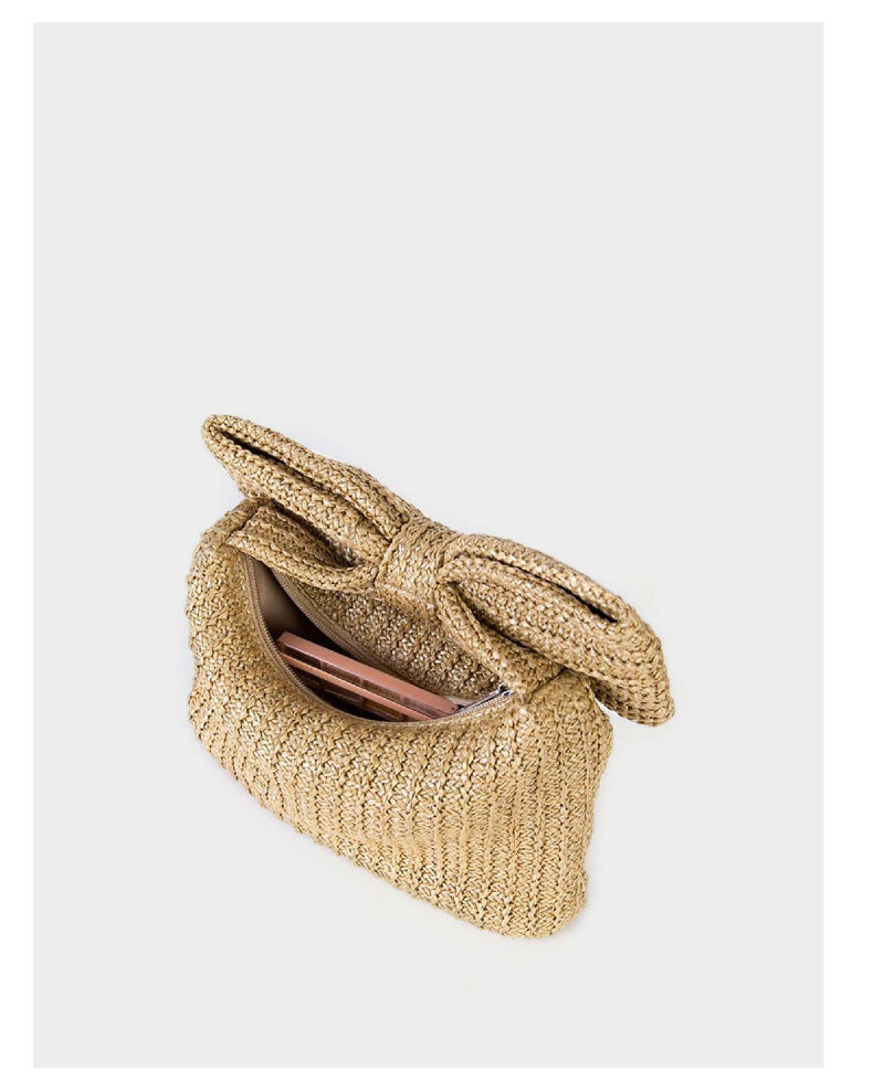 Colorful Woven Bow Bag for Women, European and American Fashion Women's Bag, Straw Bag for Women, Wholesale Versatile Fashion Clutch Bag