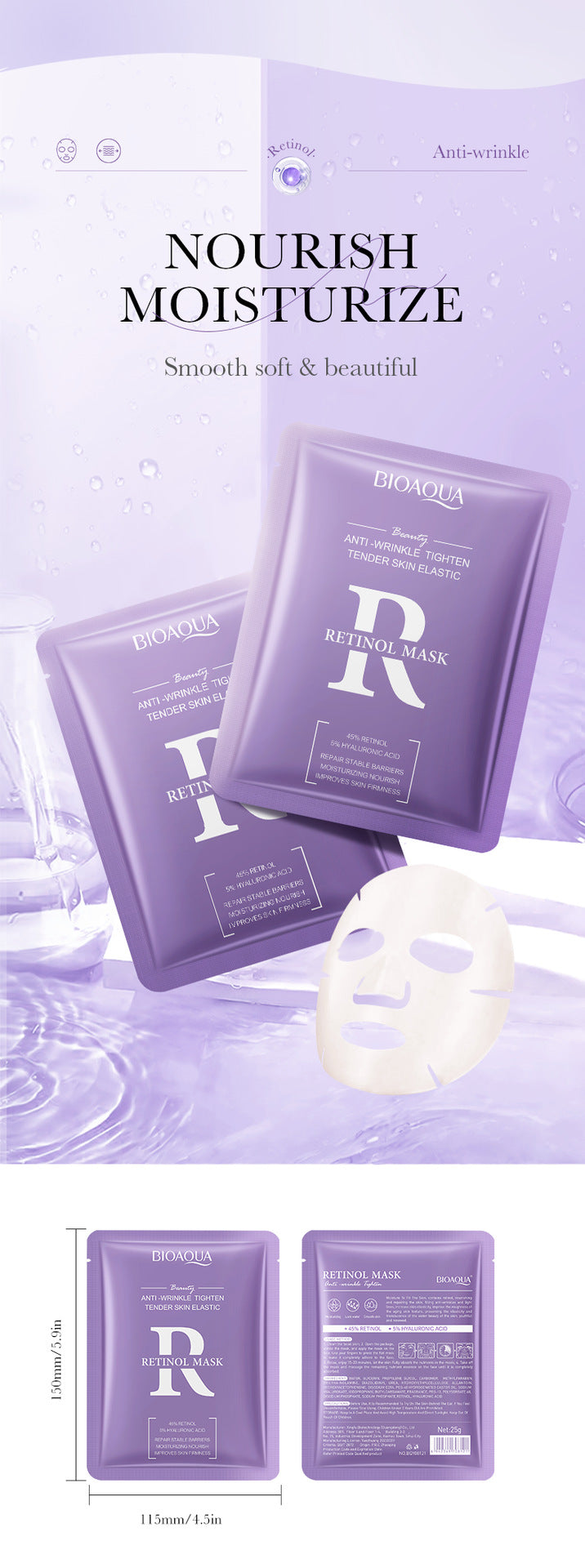Mask25g BIOAOUA Dimension C Retinol Hydrating Moisturizing Mask Sheet Pack  Wholesale