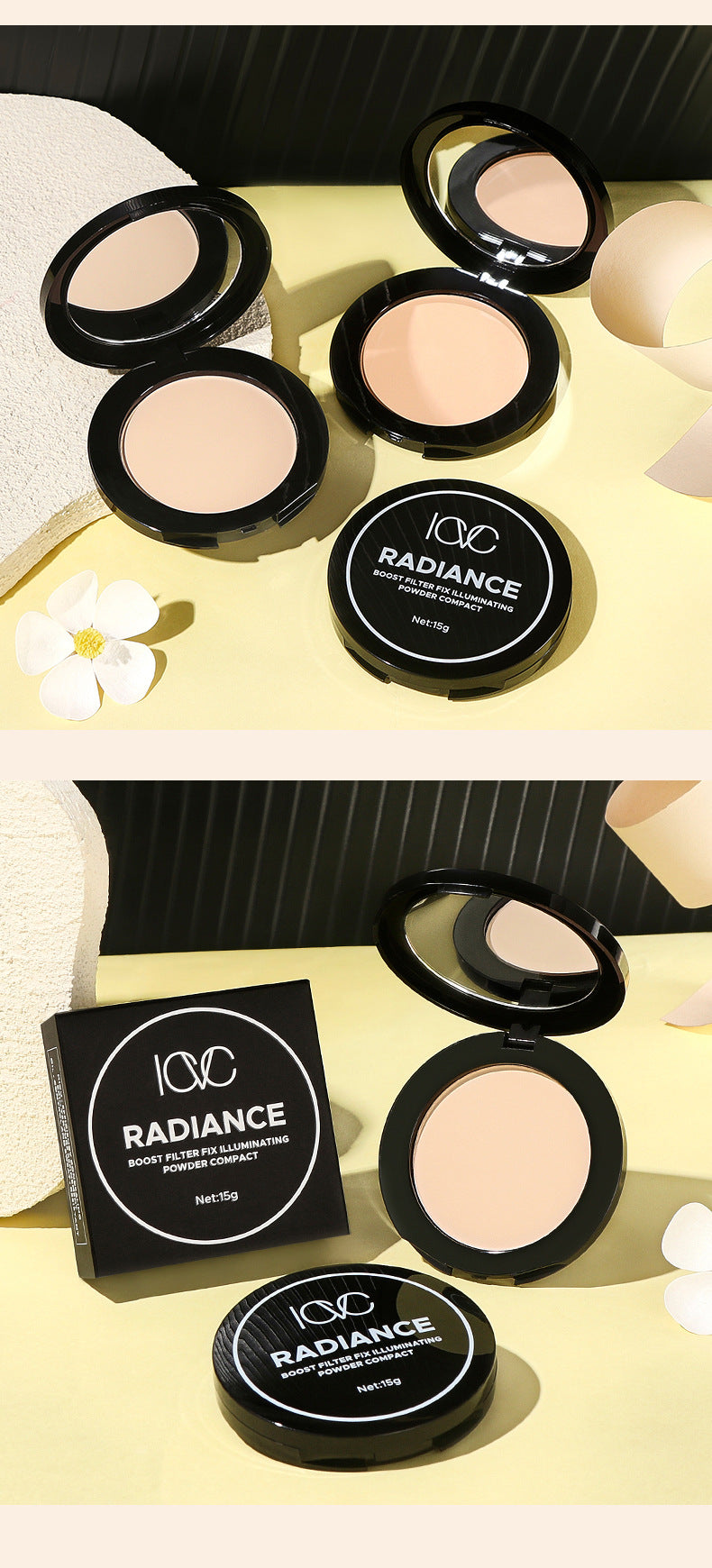 ICVC#1204Oil Control Powder Nude Makeup Setting Loose Powder5g Comes with makeup mirror, e-commerce version