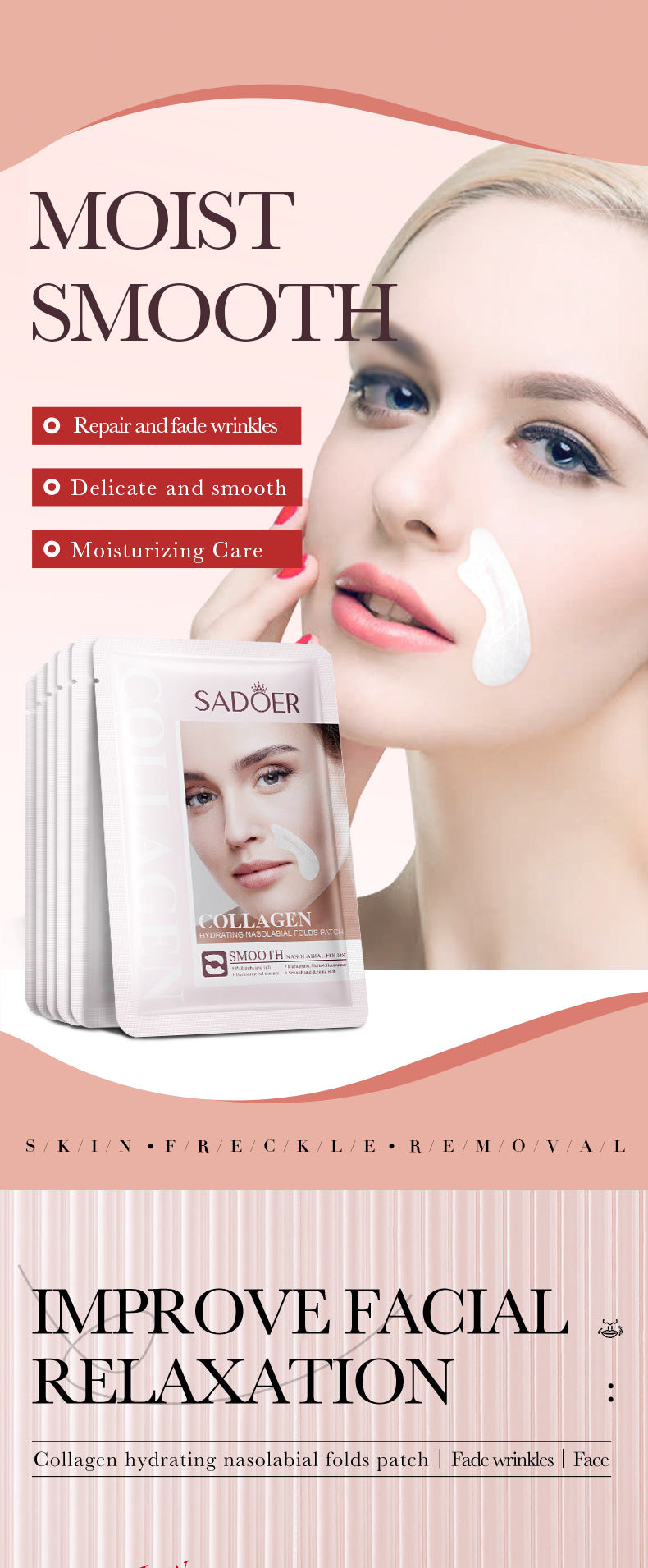 Nasolabial Fold Stickers2.7g SADOER Collagen Hydrating Gel Lifting Patch  Enmu Wholesale