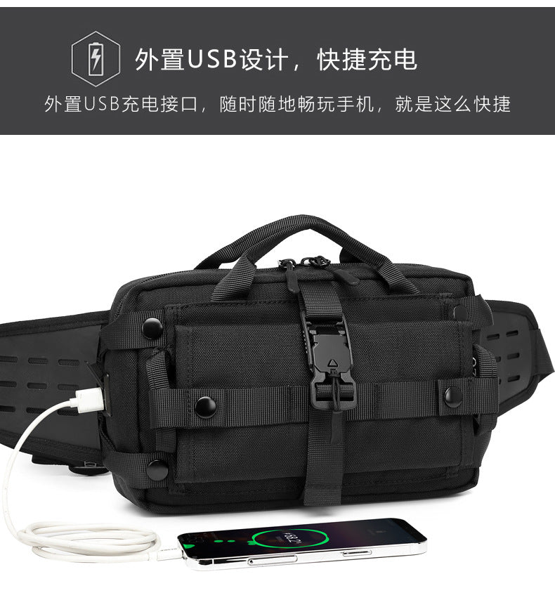 Men's Trendy Tactical Waist Bag Waterproof Small Crossbody Bag Outdoor Sports Cycling Running Lightweight Portable Bag male bag
