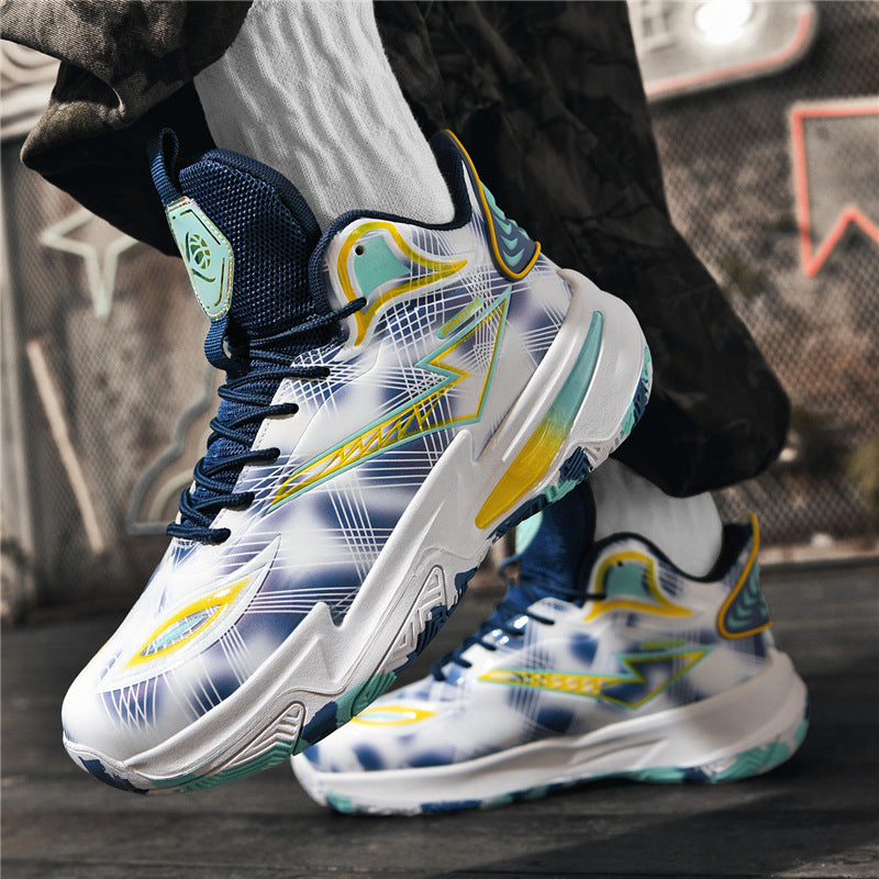 Professional Basketball Shoes for Men, Autumn Non-Slip Wear-Resistant Sports Shoes, Youth Junior High School Specialized Practical Sneakers, Mandarin Duck Color