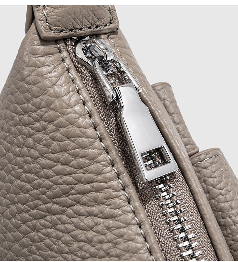 First Layer Cowhide Dumpling Bag Casual Genuine Leather Phone Bag for Women Summer Crossbody Bag Versatile Lightweight Walking Small Bag