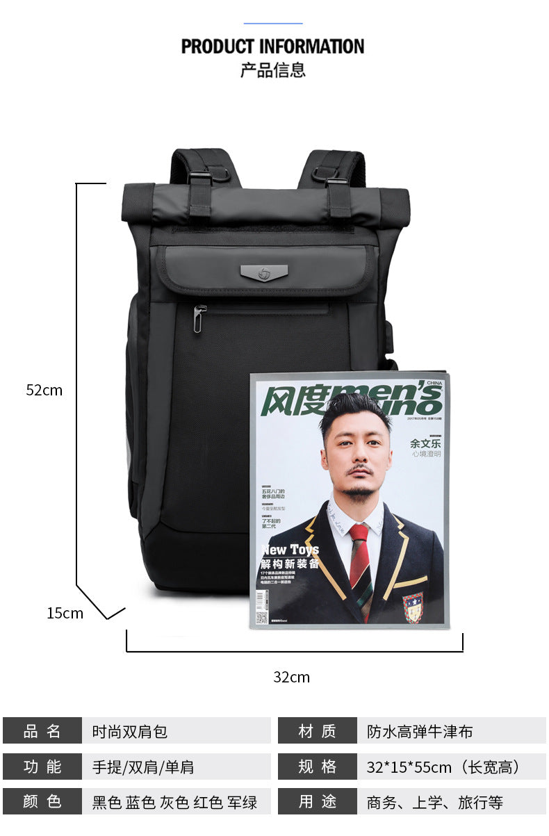 OZUKO Korean Style Student Backpack Double Shoulder Bag Large capacity waterproof laptop bag casual commuting travel bag for men