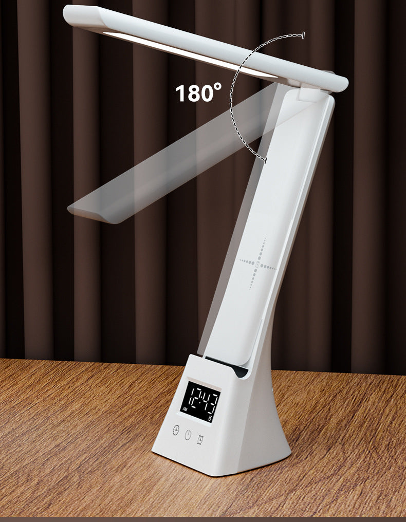 Desk Lamp for Students with Clock Alarm Creative Desktop Reading Lamp Dimmable Color Adjustable Student Dormitory Lamp
