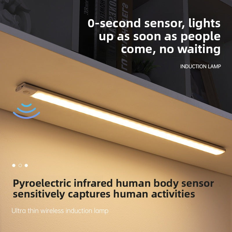 Ultra-thin Smart Human Body Sensor led Lamp Magnetic Self-Adhesive Long Strip Wardrobe Light with Rechargeable Wine Cabinet Cabinet Light Strip