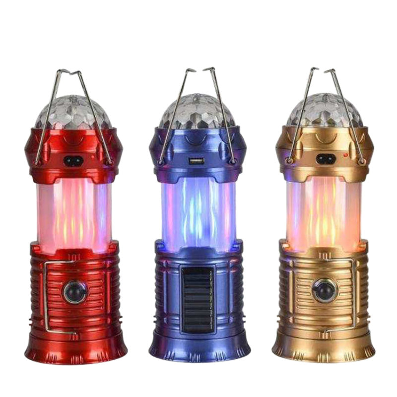 Multifunctional Solar Colorful Flame Lamp Camping Light Camping lamp Household power outage emergency lighting lamp night light