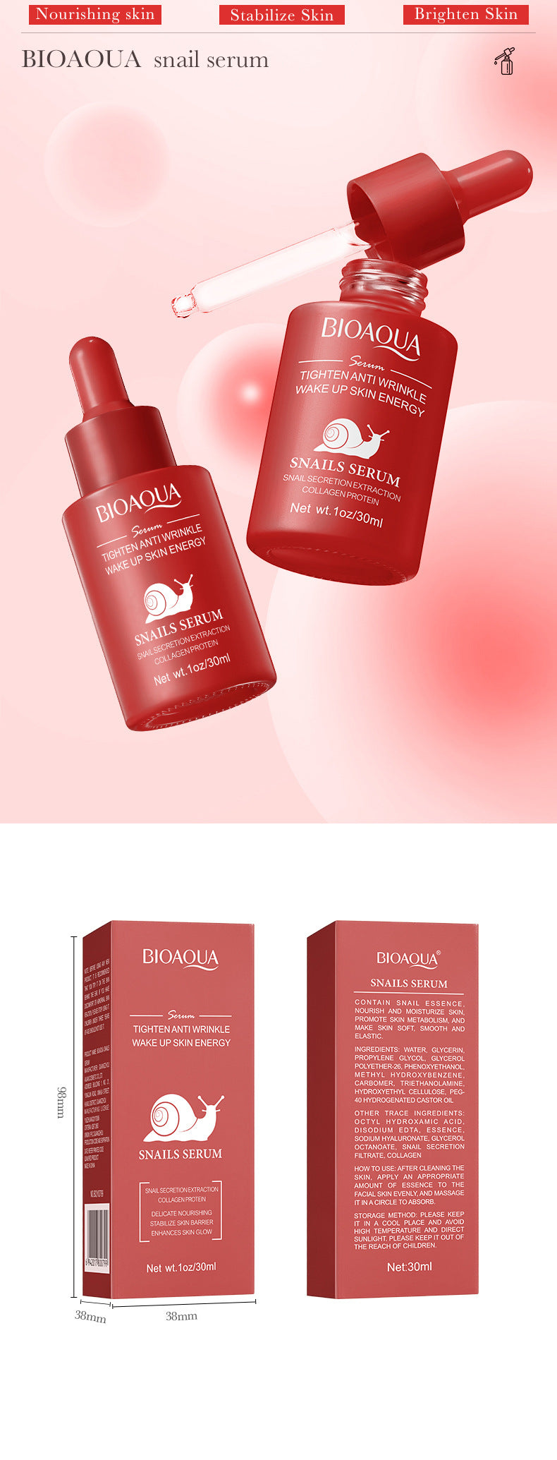Essence Serum30ml BIOAOUA Turmeric Hydrating Retinol Moisturizing and Nourishing  Wholesale