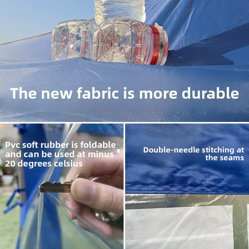Night Market Stall Tent with Enclosure Transparent Four-Sided Windproof Rainproof Foldable Enclosure Four-Leg Umbrella Canopy Sunshade