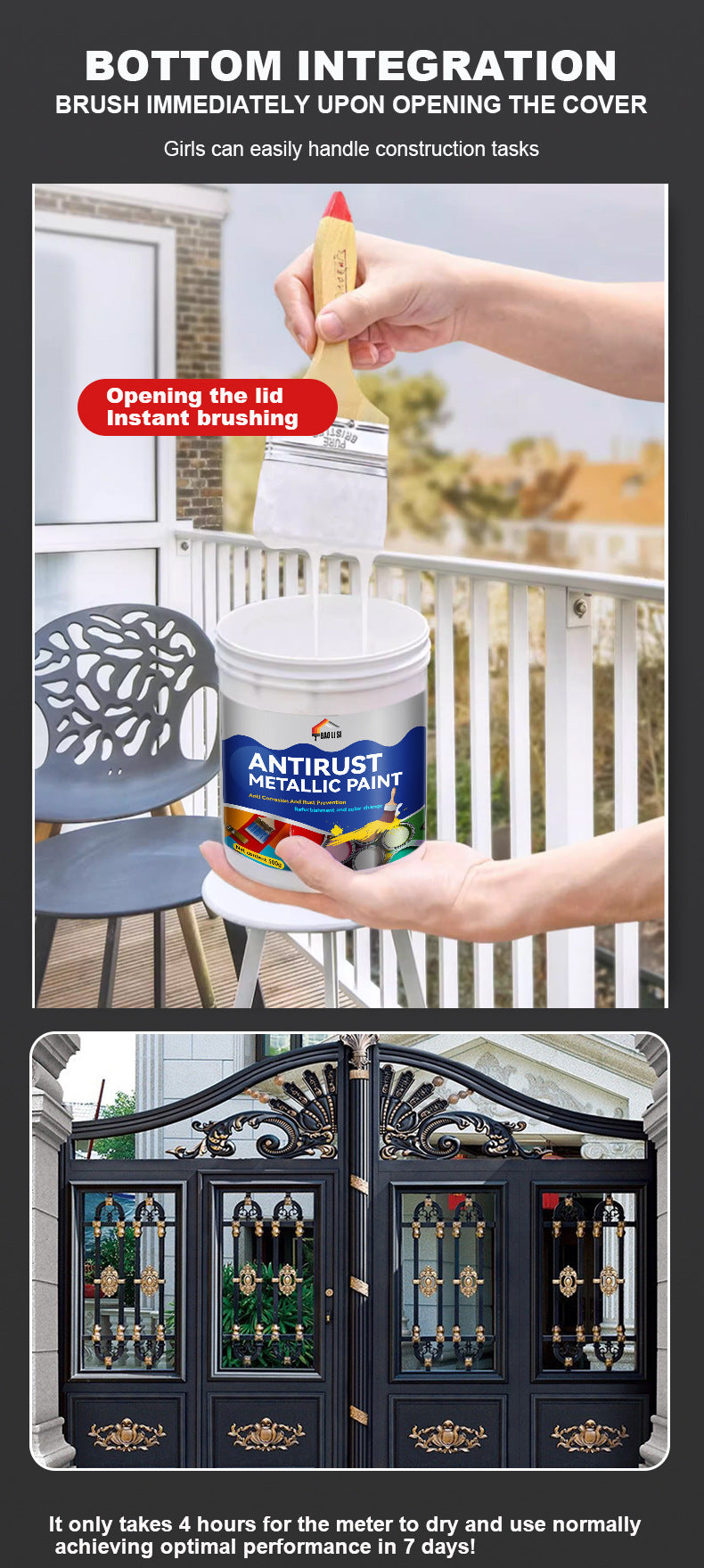 Color Metal Paint Iron Art Steel Structure Color Steel Tile Renovation Color Change Water-Based Industrial Latex Paint Anti-Rust Paint