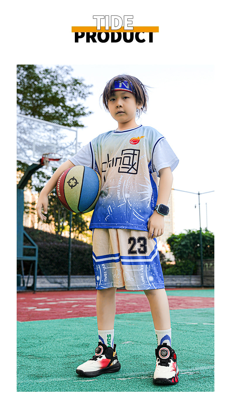 Chinese Style Girls' Shoes2025Autumn New Mesh Breathable Running Sports Shoes Children's Anti-Slip Wear-Resistant Basketball Shoes