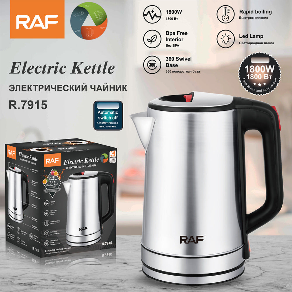 RAF European Standard Electric Kettle Fast Boiling Kettle304Stainless steel electric kettle high power2.3L