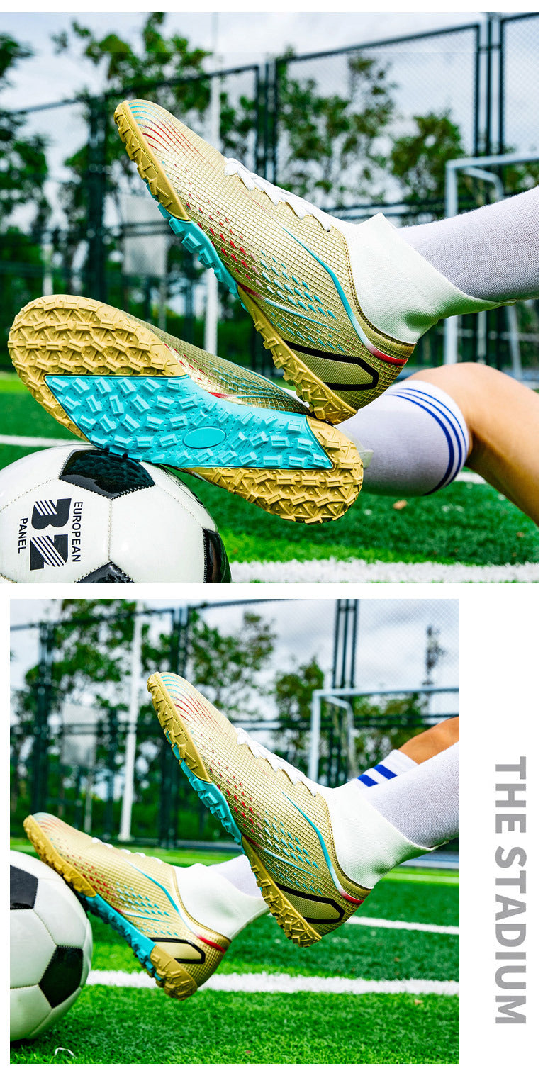 New football shoes for men and women AG Long Spike gold Competition Student Training Shoes Artificial Turf TF Wholesale of Broken Nails