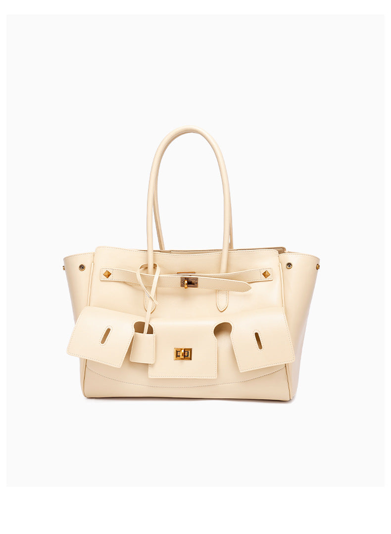 European and American Retro Large Capacity Commuter Tote Bag for Women, Fashionable Women's Bag with High-end Feel, Single Shoulder Underarm Handbag