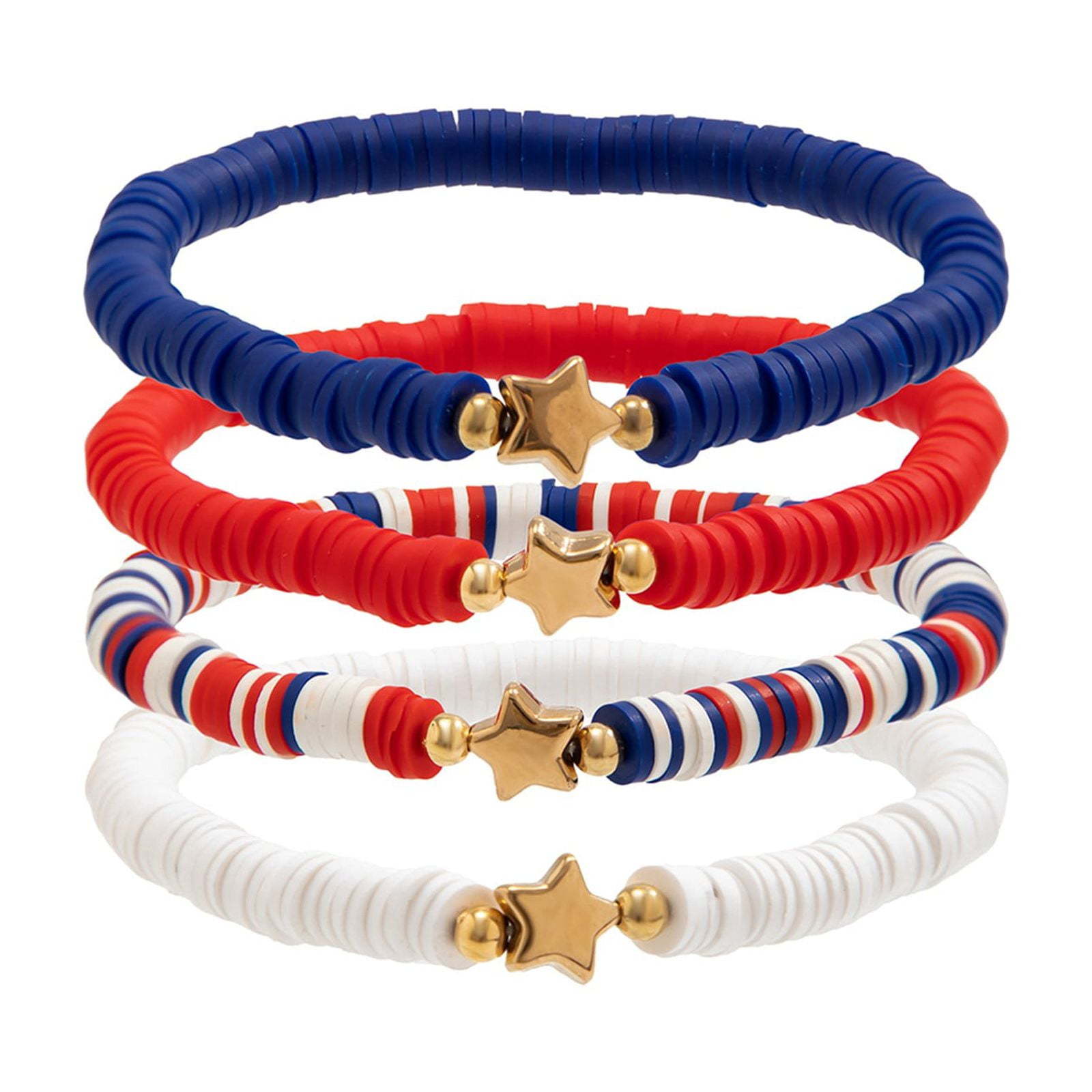 Men's Bracelet Set Beaded Heart Star Letter Soft Clay Jewelry Couple Bracelets Independence Day Bracelet