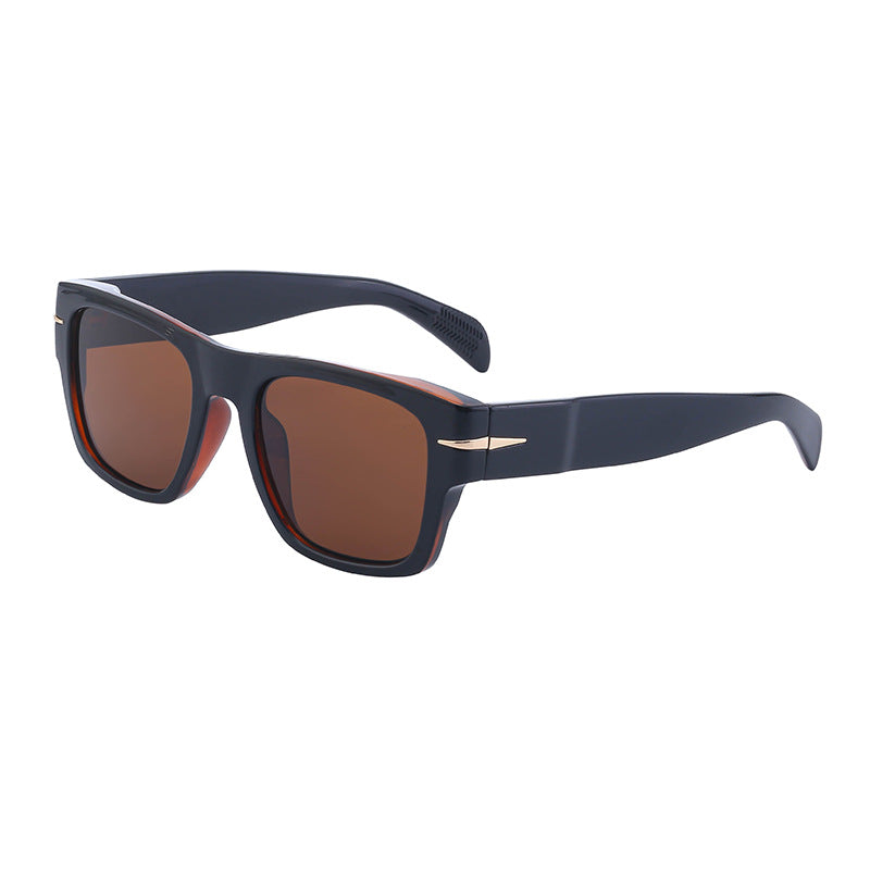 David's Retro Sunglasses for Men, European and American Style, Fashionable Trendy Square Frame Sunglasses, High-End Full Frame Glasses for Men