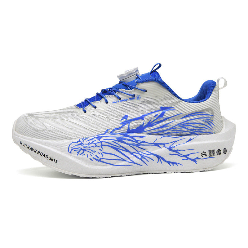 Casual Luminous Double Mesh Thickened Rotating Buckle Sports Shoes Parent-Child Real Carbon Plate Soft Sole Rebound Lightweight Comfortable Running Shoes
