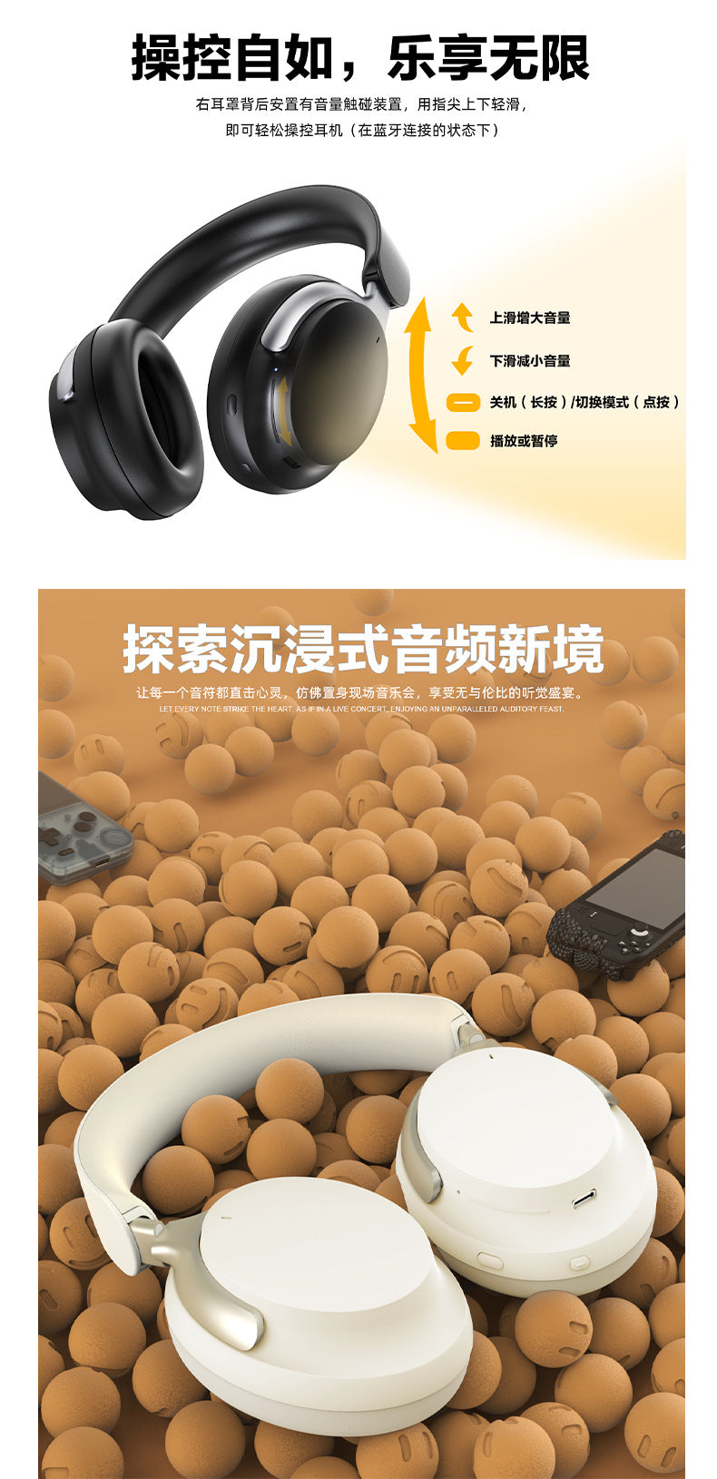 Bluetooth Headphones Ultra-Long Battery Life Over-Ear Headphones Noise Cancelling Long Battery Life Wireless Bluetooth Headphones Dual Feed