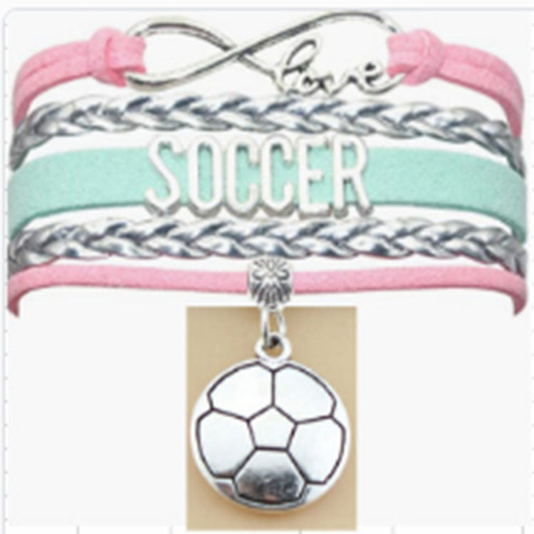 Hand-woven Sports Bracelet Men's Multi-layer Football Pendant Bracelet soccer Letter Braided Bracelet