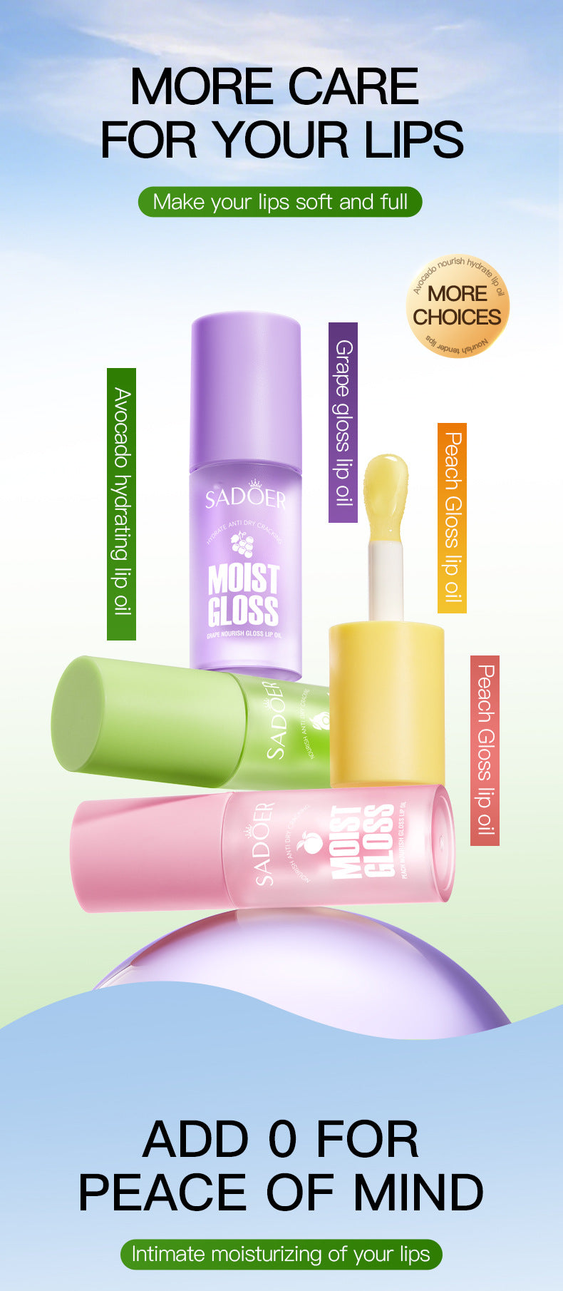 Cross-border Fruit Lip Oil4.5g Avocado Nourishing and Hydrating Autumn and Winter Moisturizing Lip Balm Export Manufacturer Wholesale