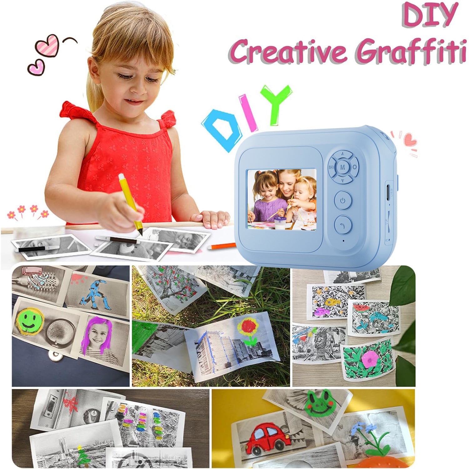 Hot-selling Polaroid Camera Children's Toy Can Take Photos and Print Black and White Photos Directly with Built-in