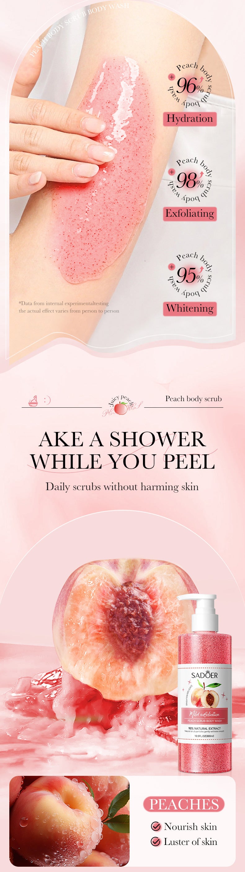 Fruit Body Wash300mlSADOER Kiwi Body Scrub Shower Gel  Wholesale