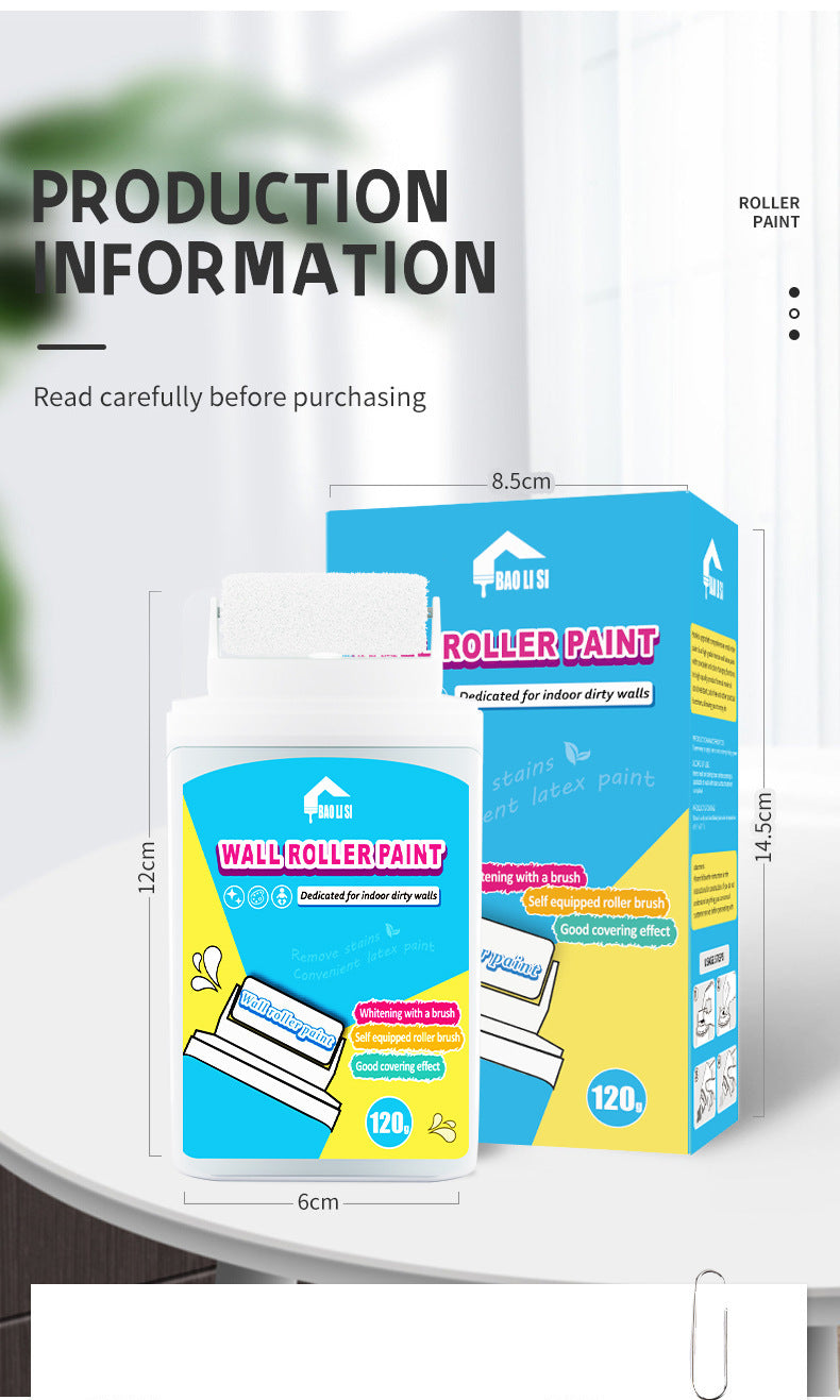 Wall Small Roller Brush Paint Cocoa Roller Dirty Graffiti Renovation Color Change Latex Paint Portable Water-Based Interior Wall Paint