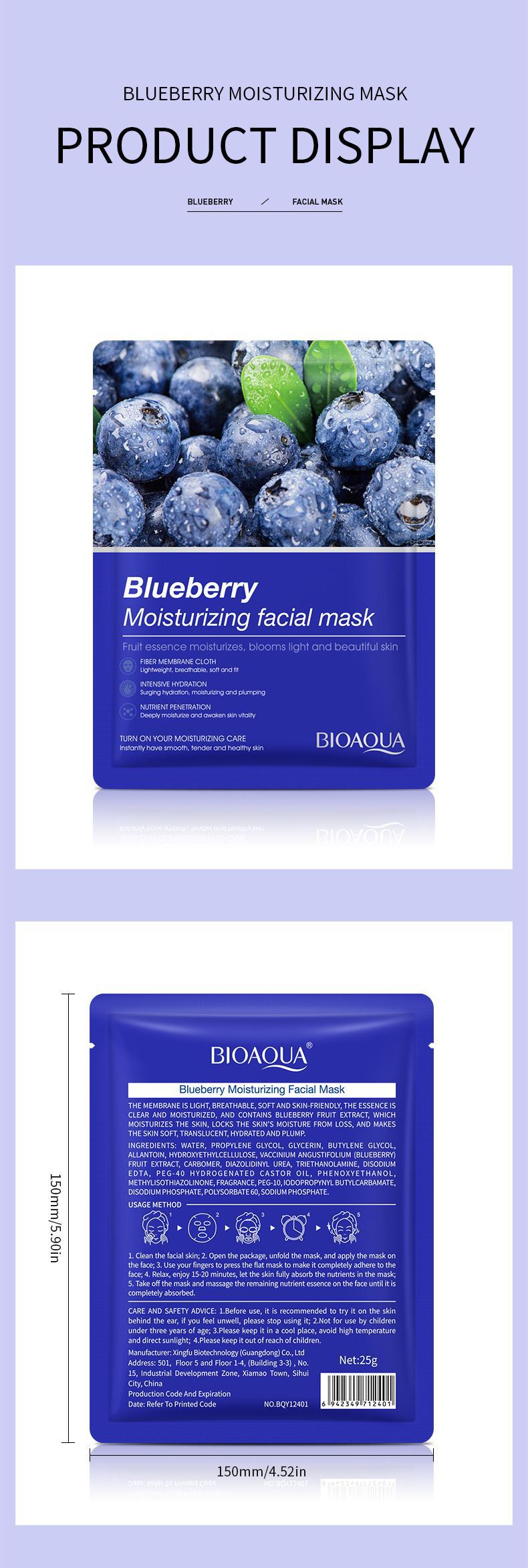 Mask BIOAOUA Plant and Fruit Face Mask Sheets Hydrating and Moisturizing  Wholesale OB
